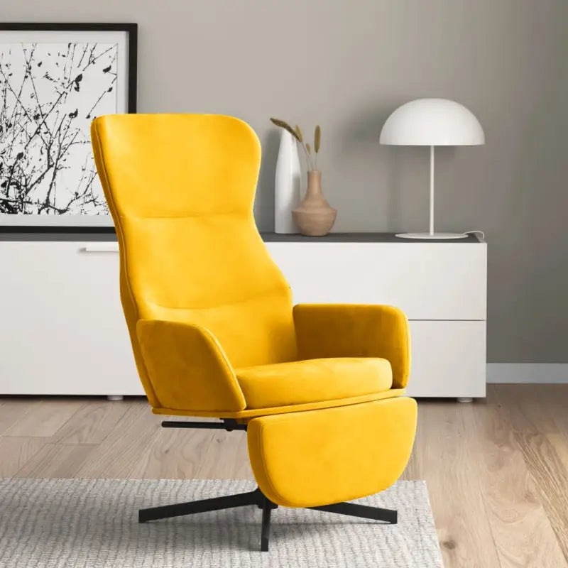 Comfortabele relaxstoel met voetensteun voor ontspanning - Mosterdgeel / 1 / Met voetensteun - Fauteuils &