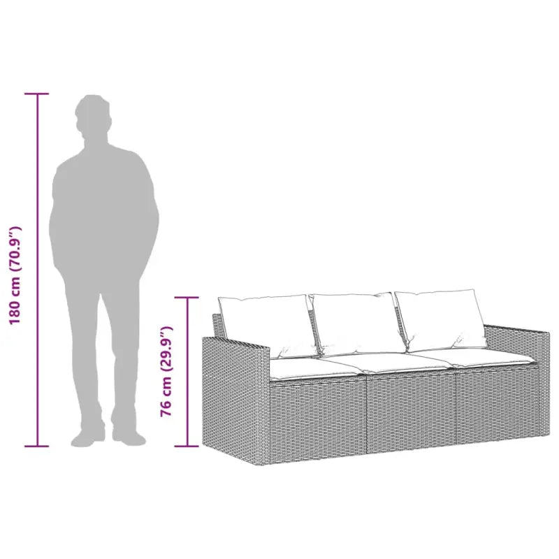 Comfortabele tuinbank van poly rattan met wasbare hoes - Loungebanken