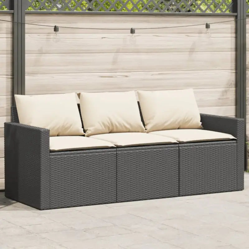 Comfortabele tuinbank van poly rattan met wasbare hoes - Zwart en crèmewit / 1 - Loungebanken