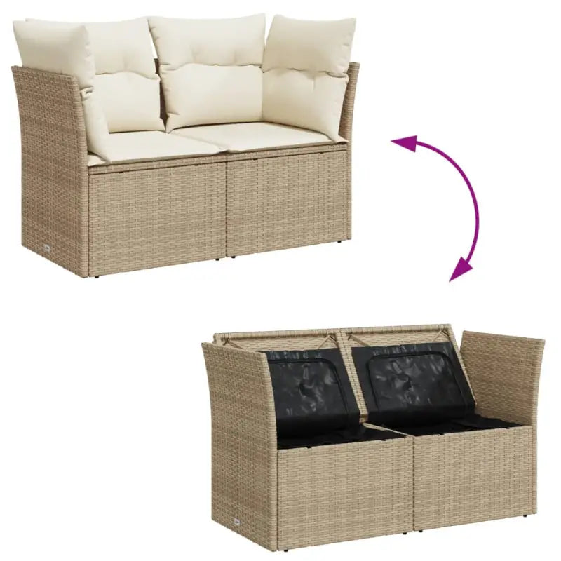 Comfortabele tuinbank van poly rattan met waterdichte zak voor buitengebruik - Loungebanken