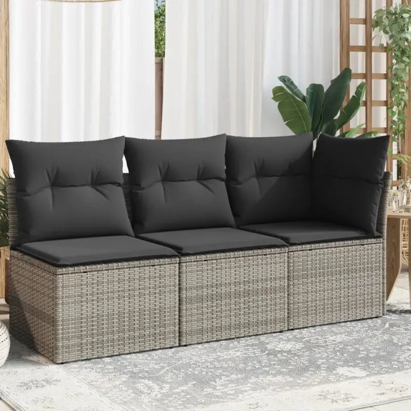 Comfortabele tuinbank van poly rattan met waterdichte zak voor buitengebruik - Grijs / 1 / hoek + 2x midden