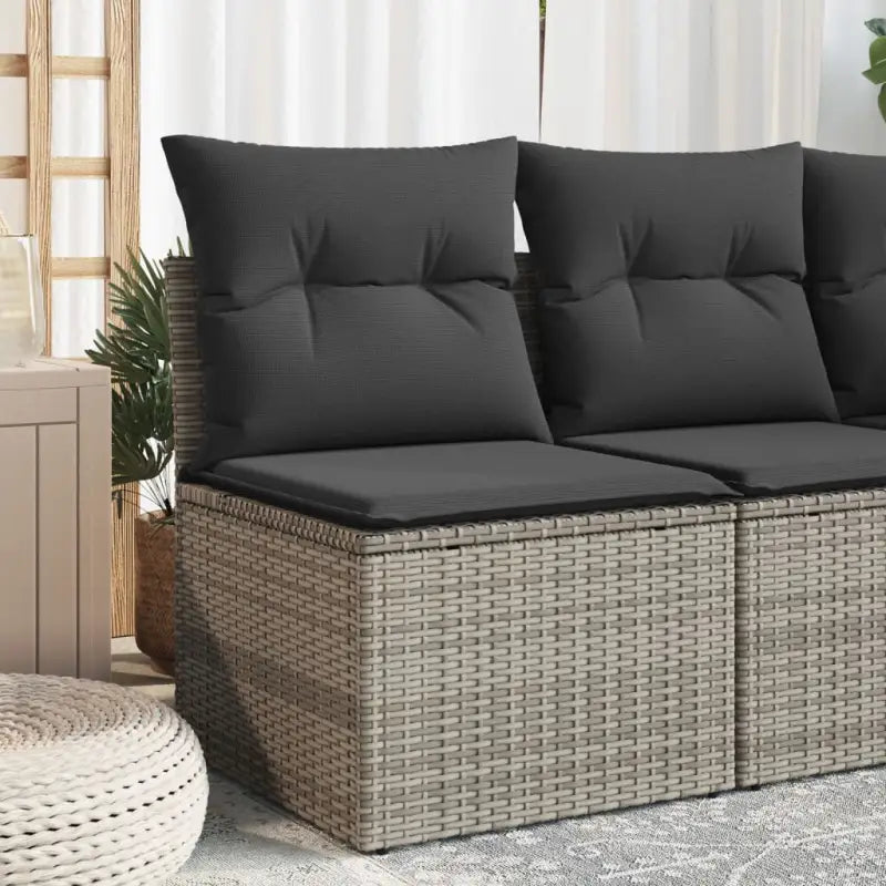 Comfortabele tuinbank van poly rattan met waterdichte zak voor buitengebruik - Grijs / 1 / Middenbank - Loungebanken