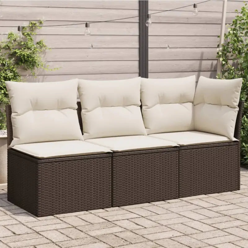 Comfortabele tuinbank van poly rattan met waterdichte zak voor buitengebruik - Bruin / 1 / hoek + 2x midden