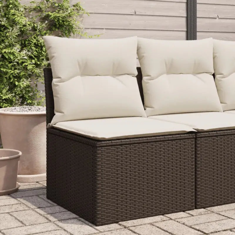Comfortabele tuinbank van poly rattan met waterdichte zak voor buitengebruik - Bruin / 1 / Middenbank - Loungebanken