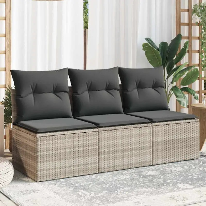 Comfortabele tuinbank van poly rattan met waterdichte zak voor buitengebruik - Lichtgrijs / 1 / 3x midden - Loungebanken