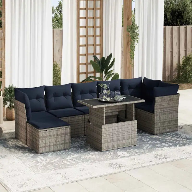 Comfortabele tuinset in grijs materiaal met gepoedercoat staal - Grijs / met opbergruimte - Tuinsets