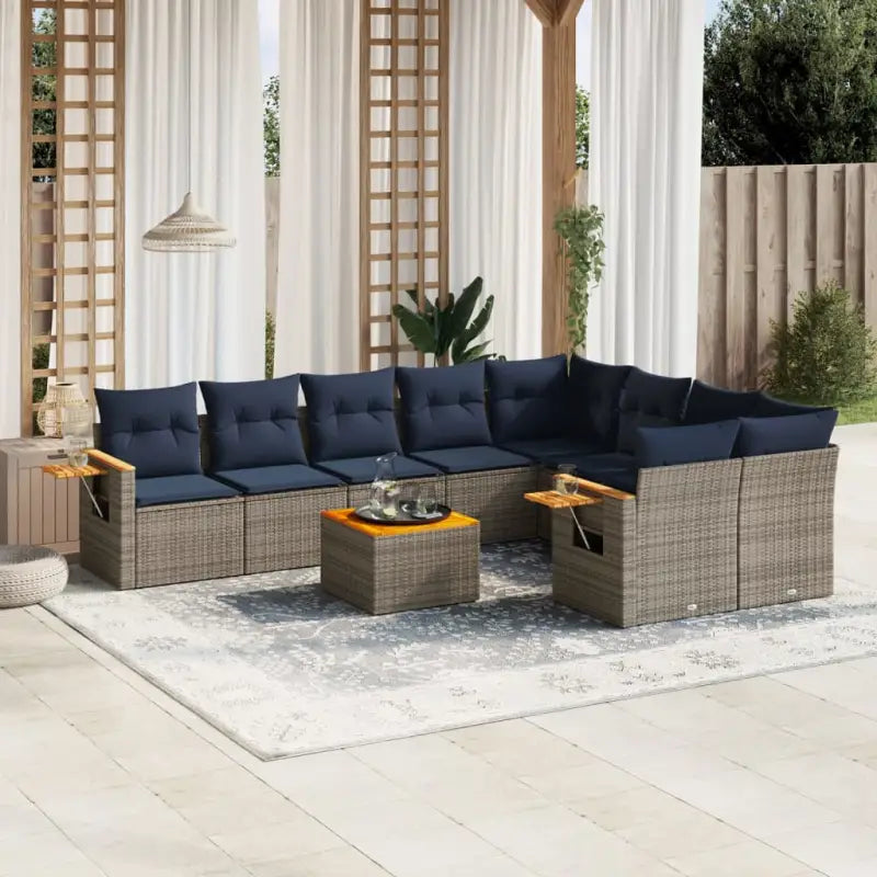 Comfortabele tuinset in grijs materiaal met gepoedercoat staal - Grijs / Met tafel - Tuinsets