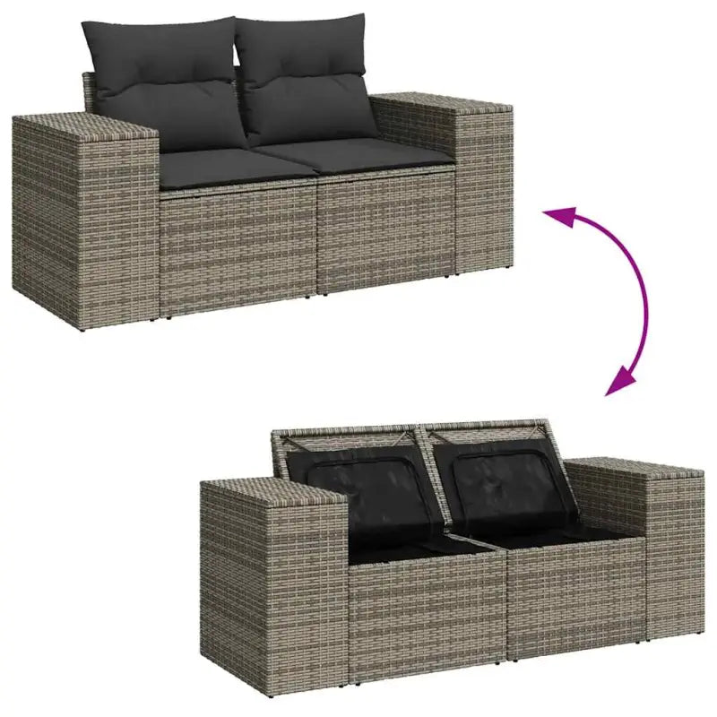 Comfortabele tuinset in grijs materiaal met waterdichte tas en gepoedercoat staal - Tuinsets