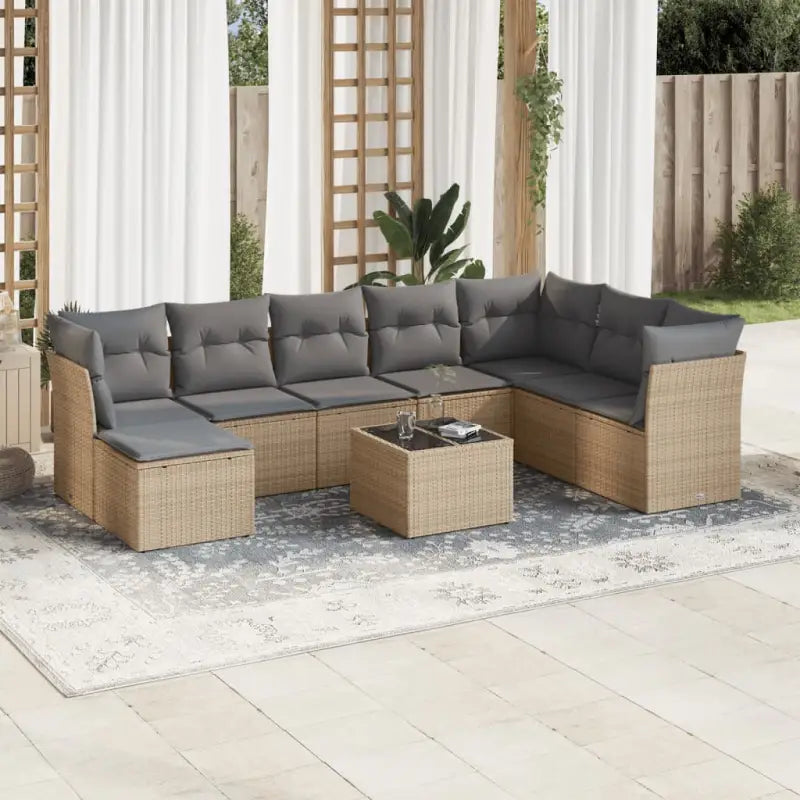 Comfortabele tuinset met beige materiaal en gepoedercoat staal afmetingen - Beige en grijs / Met tafel - Tuinsets