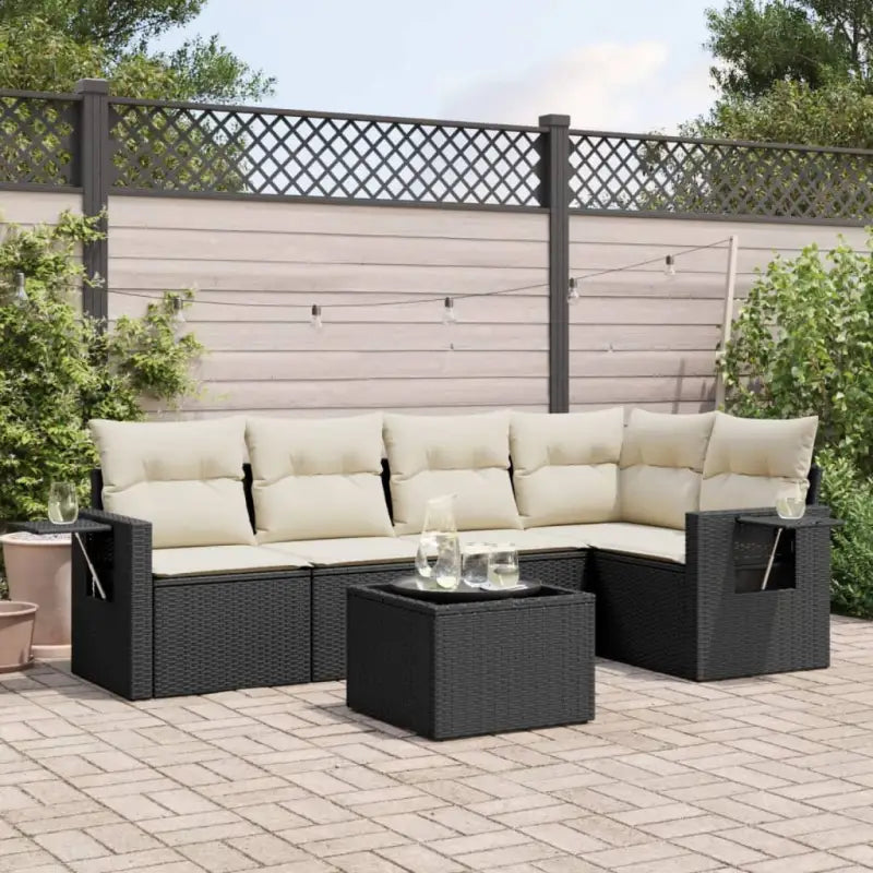 Comfortabele tuinset met gepoedercoat staal waterdichte tas en afmetingen - Zwart en crème / Met tafel - Tuinsets