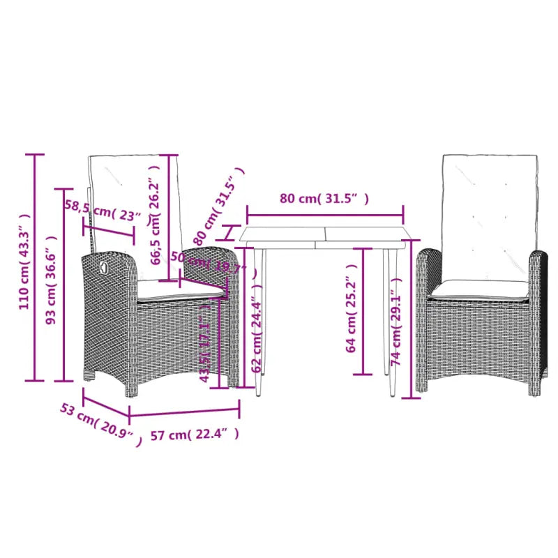 Comfortabele tuinset met poly rattan en gemakkelijk schoon te maken - Tuinsets