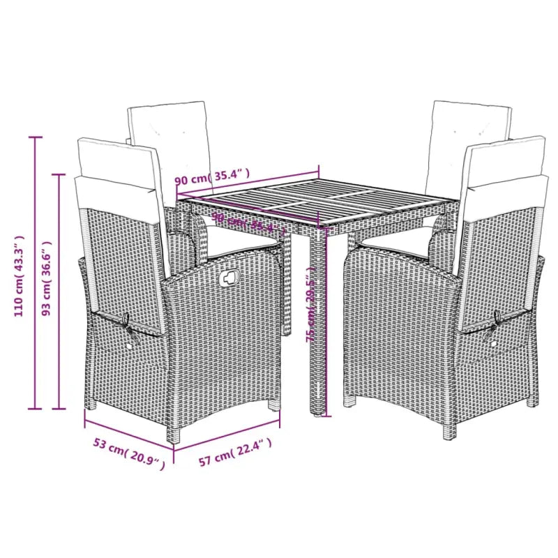 Comfortabele tuinset met poly rattan en gemakkelijk schoon te maken - Tuinsets