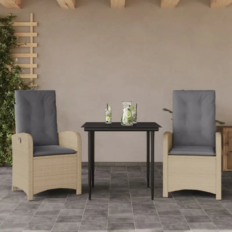 Comfortabele tuinset met poly rattan en gemakkelijk schoon te maken - 80 cm tafellengte / Zonder voetensteun - Tuinsets