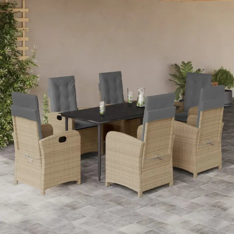 Comfortabele tuinset met poly rattan en gemakkelijk schoon te maken - 160 cm tafellengte / Met voetensteun - Tuinsets