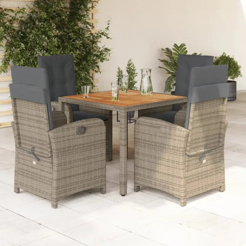 Comfortabele tuinset met poly rattan en gemakkelijk schoon te maken - Grijs / 90 cm tafellengte / Met voetensteun