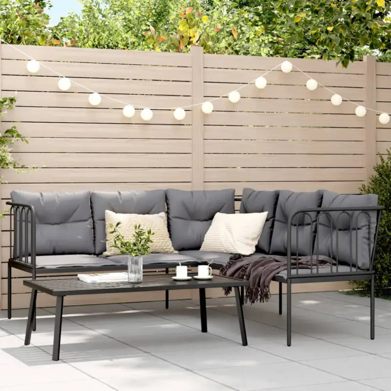 Comfortabele tuinset met wasbare hoes in antraciet materiaal - Buis - Tuinsets