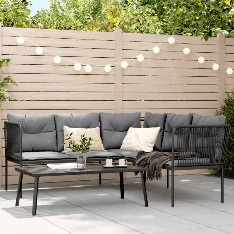 Comfortabele tuinset met wasbare hoes in antraciet materiaal - Lijn - Tuinsets