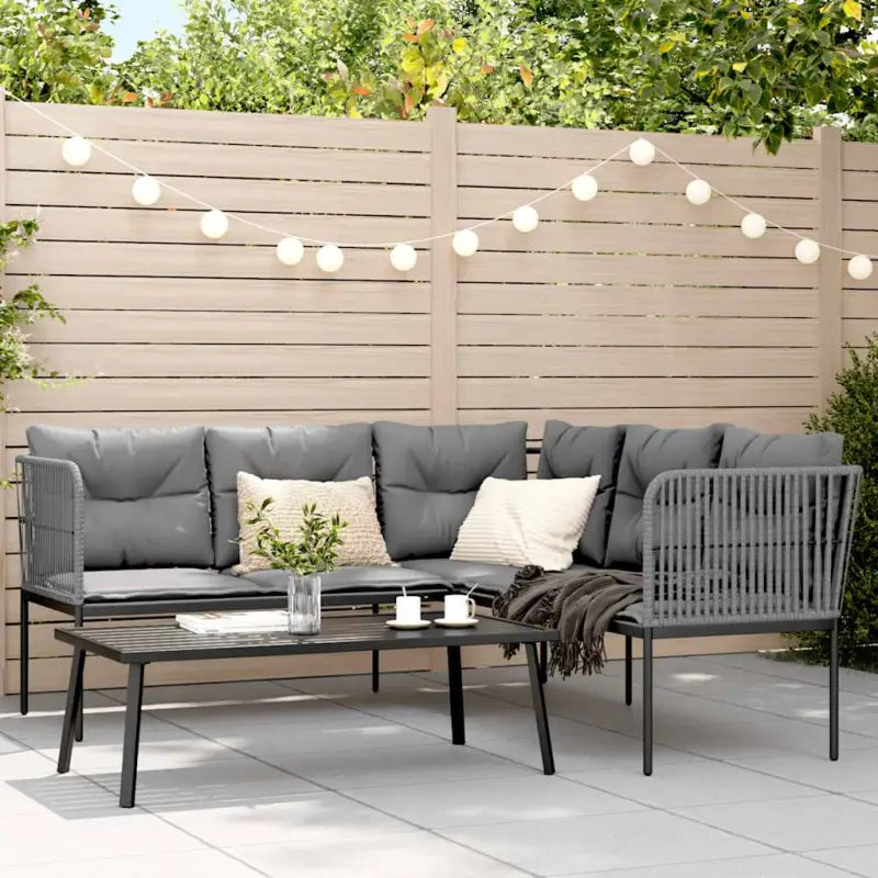 Comfortabele tuinset met wasbare hoes in antraciet materiaal - Touw - Tuinsets