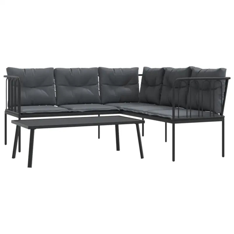 Comfortabele tuinset met wasbare hoes in antraciet materiaal - Tuinsets