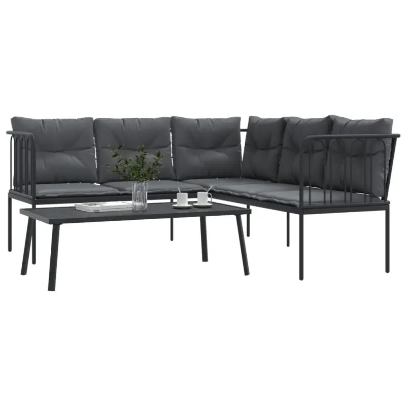 Comfortabele tuinset met wasbare hoes in antraciet materiaal - Tuinsets