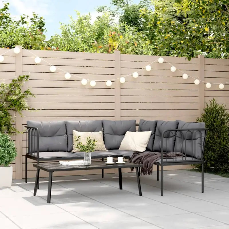 Comfortabele tuinset met wasbare hoes in antraciet materiaal - Tuinsets