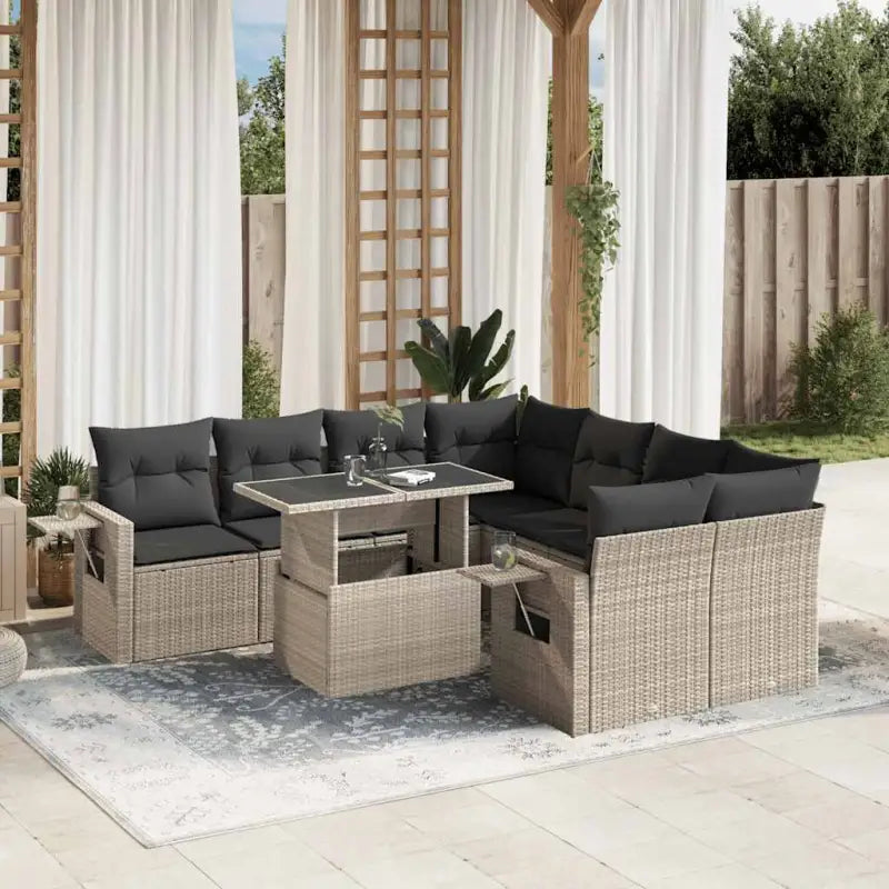 Comfortabele tuinset van beige materiaal en gepoedercoat staal - Lichtgrijs / zonder opbergruimte - Tuinsets