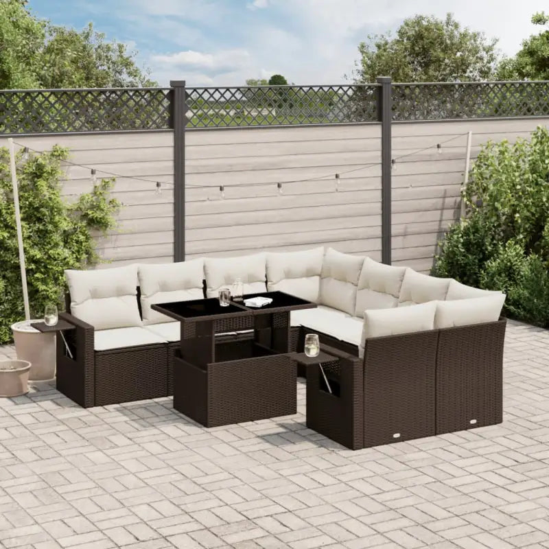 Comfortabele tuinset van beige materiaal en gepoedercoat staal - Bruin en crème / zonder opbergruimte - Tuinsets