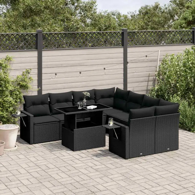 Comfortabele tuinset van beige materiaal en gepoedercoat staal - Zwart / zonder opbergruimte - Tuinsets
