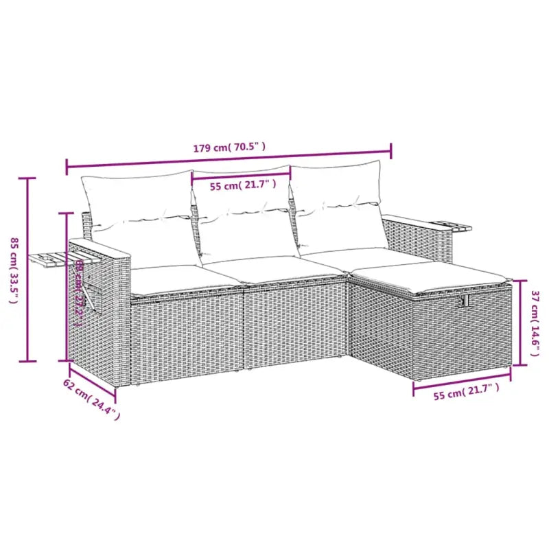 Comfortabele tuinset van gemengd beige materiaal met gepoedercoat staal - Tuinsets