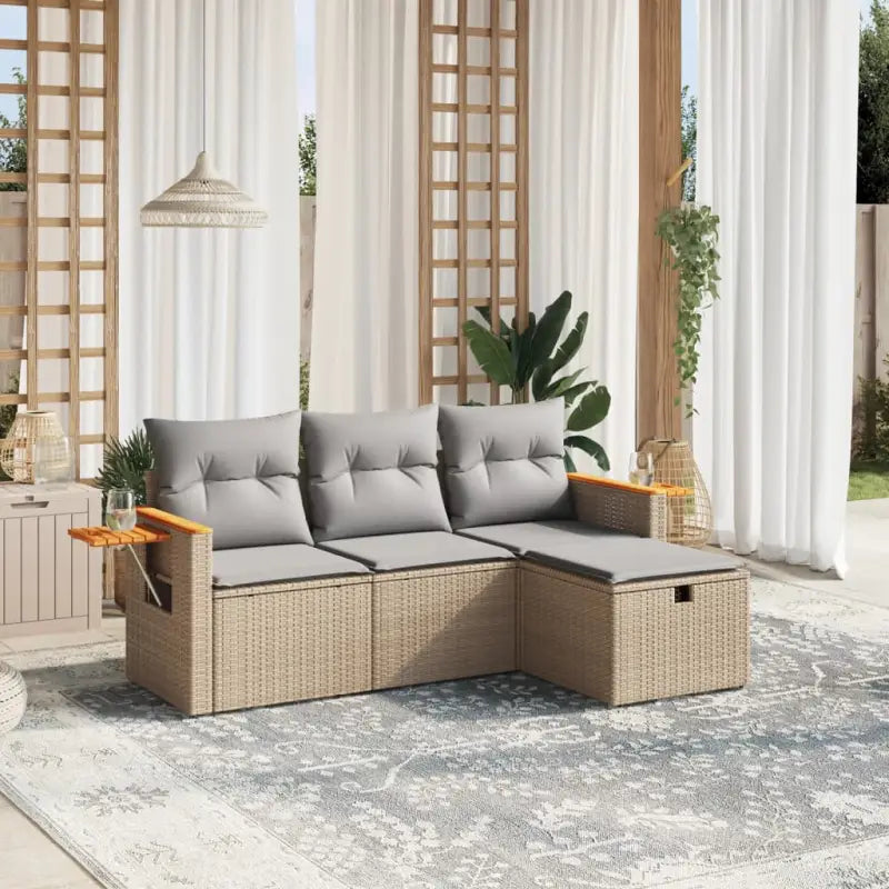 Comfortabele tuinset van gemengd beige materiaal met gepoedercoat staal - Tuinsets