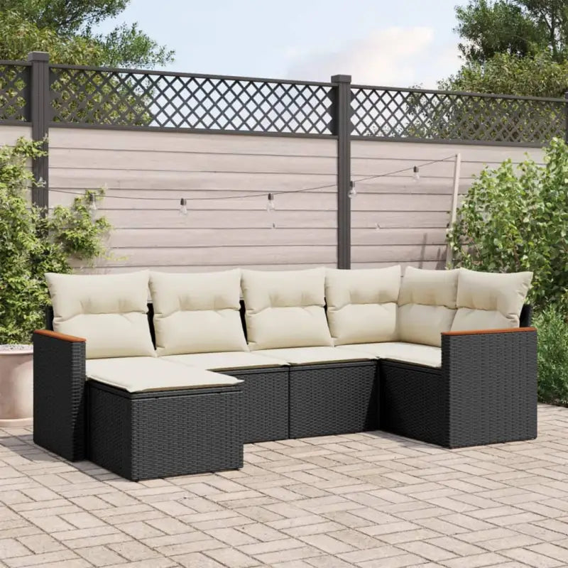 Comfortabele tuinset van gepoedercoat staal met beige materiaal - Zwart en crème / Zonder tafel - Tuinsets