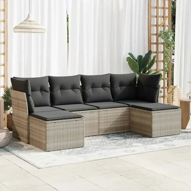 Comfortabele tuinset van zwart gepoedercoat staal met ruime afmetingen - Lichtgrijs / met opbergruimte en zak - Tuinsets
