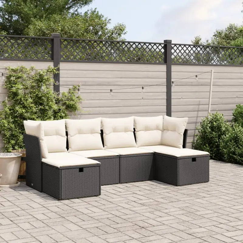 Comfortabele tuinset van zwart gepoedercoat staal met ruime afmetingen - Zwart en crème / zonder opbergruimte - Tuinsets