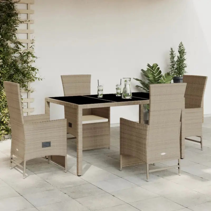 Comfortabele tuintafelset van poly rattan gemakkelijk schoon en onderhoudsvriendelijk - 150 cm tafellengte