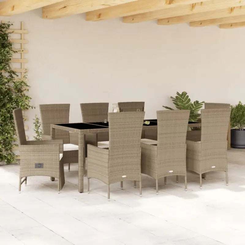 Comfortabele tuintafelset van poly rattan gemakkelijk schoon en onderhoudsvriendelijk - 190 cm tafellengte / reclining