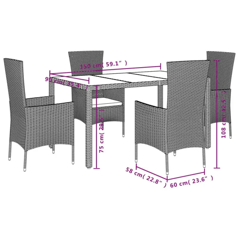 Comfortabele tuintafelset van poly rattan gemakkelijk schoon en onderhoudsvriendelijk - Tuinsets
