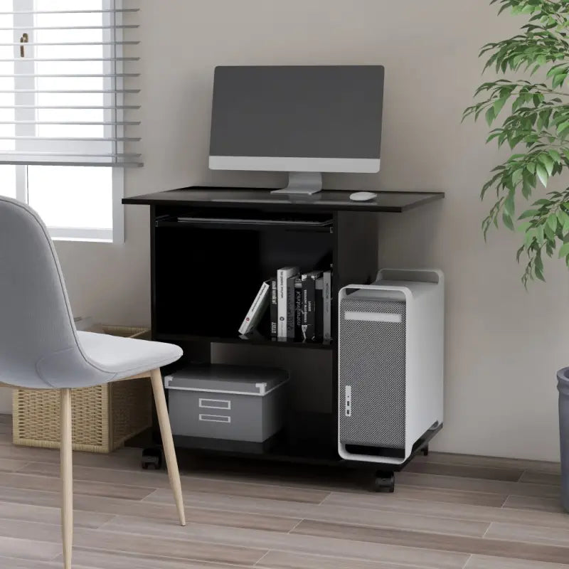 Compact bewerkt hout bureau voor laptops en desktops met moderne uitstraling - Zwart - Bureaus