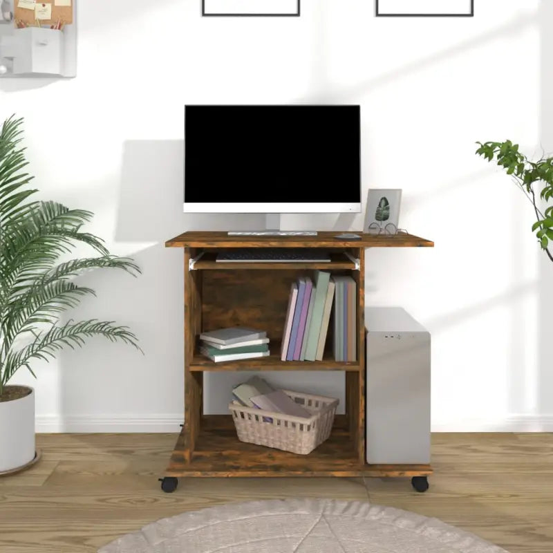 Compact bewerkt hout bureau voor laptops en desktops met moderne uitstraling - Bureaus