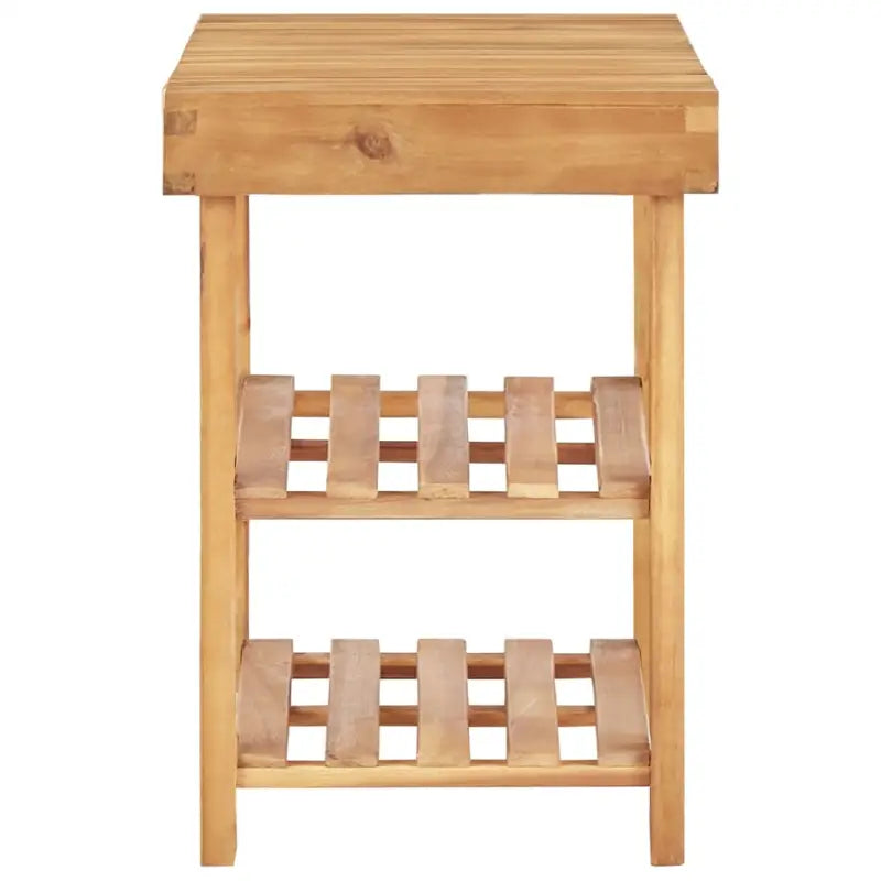 Compact schoenenrek van massief acaciahout met natuurlijke houtkleur - 1 / 46 cm / 70 cm - Schoenenrekken