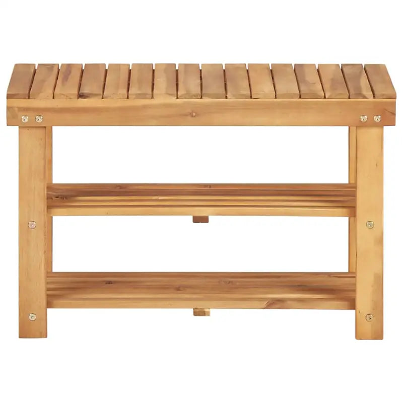 Compact schoenenrek van massief acaciahout met natuurlijke houtkleur - 1 / 46 cm / 70 cm - Schoenenrekken