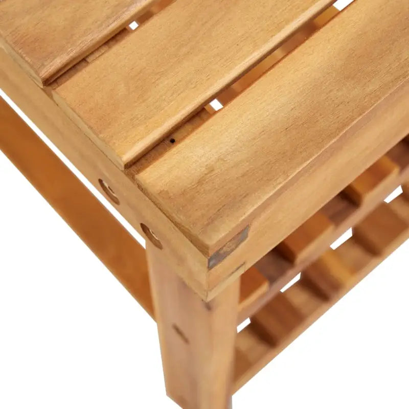 Compact schoenenrek van massief acaciahout met natuurlijke houtkleur - 1 / 46 cm / 70 cm - Schoenenrekken