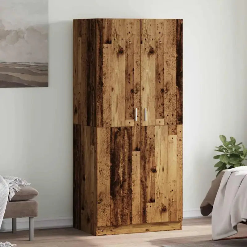 Compacte Kledingkast van Bewerkt Hout voor Stijlvolle Opslag - Oud hout / 1 - Kledingkasten