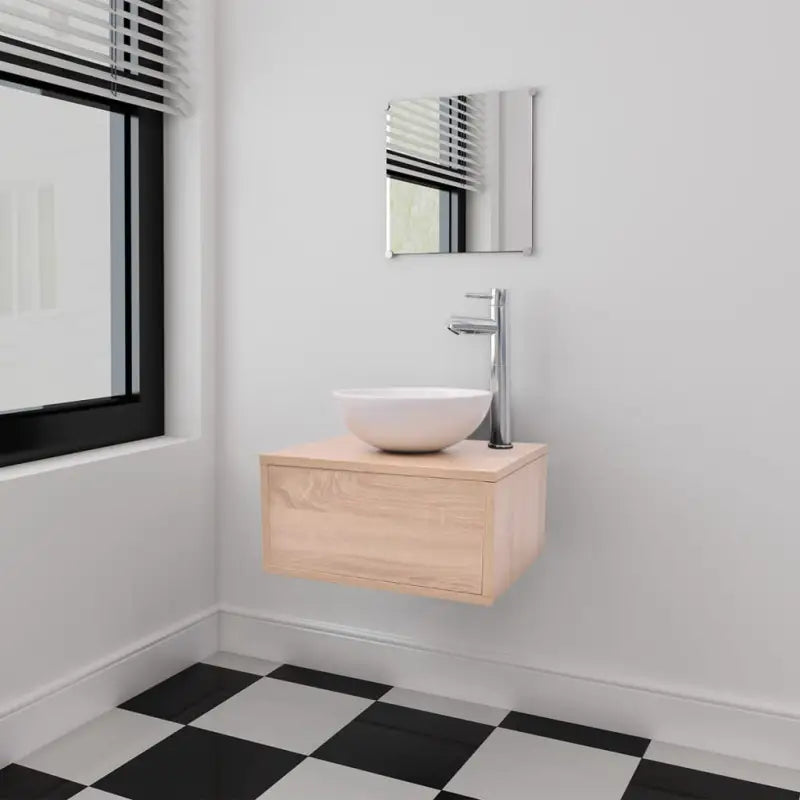 Compleet badkamermeubelset met zinken handvat for een stijlvolle uitstraling - Beige / Model 1 - Badkamermeubelsets