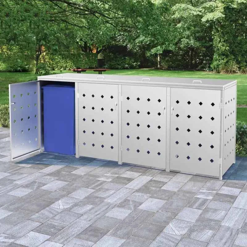 Containerberging voor afvalcontainer met handige ventilatieopeningen in roestvrij staal