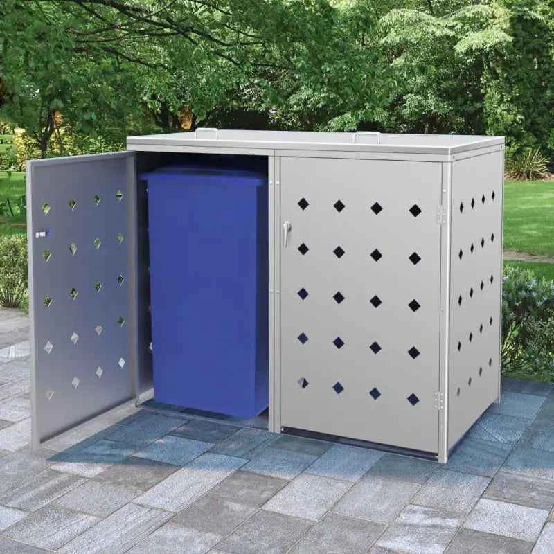 Containerberging voor afvalcontainer met handige ventilatieopeningen in roestvrij staal