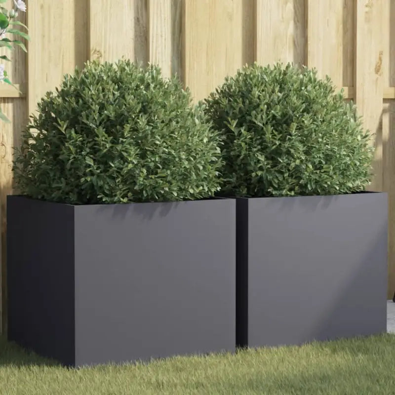 Cortenstalen plantenbakken voor tuin balkon en terras - Staal/Antracietkleurig / 49 x 47 x 46 cm / 2 - Bloempotten &