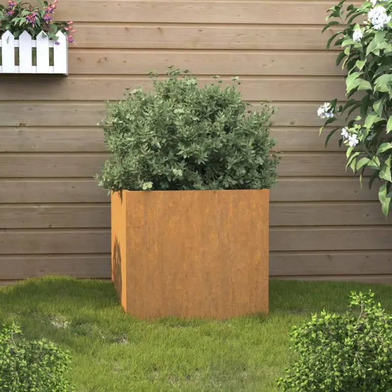 Cortenstalen plantenbakken voor tuin balkon en terras - Cortenstaal/Bruin / 42 x 40 x 39 cm / 1 - Bloempotten &