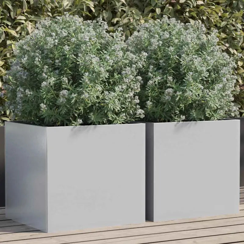 Cortenstalen plantenbakken voor tuin balkon en terras - Gegalvaniseerd staal/Grijs / 42 x 40 x 39 cm / 2 - Bloempotten