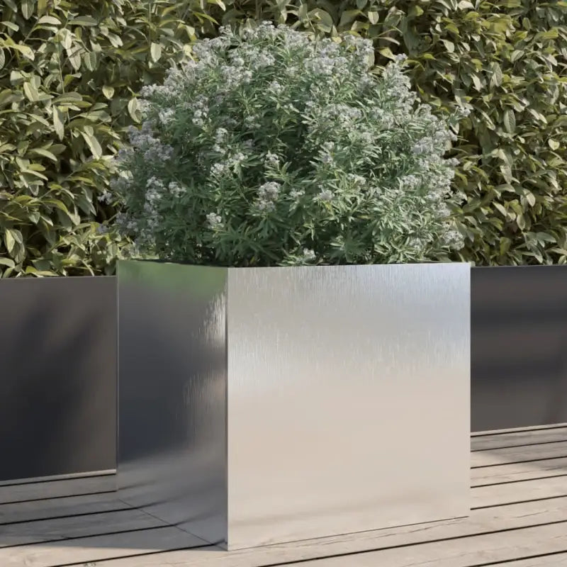Cortenstalen plantenbakken voor tuin balkon en terras - Roestvrij staal/Lichtgrijs / 42 x 40 x 39 cm / 1 - Bloempotten