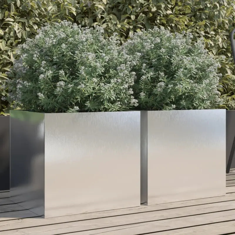 Cortenstalen plantenbakken voor tuin balkon en terras - Roestvrij staal/Lichtgrijs / 42 x 40 x 39 cm / 2 - Bloempotten